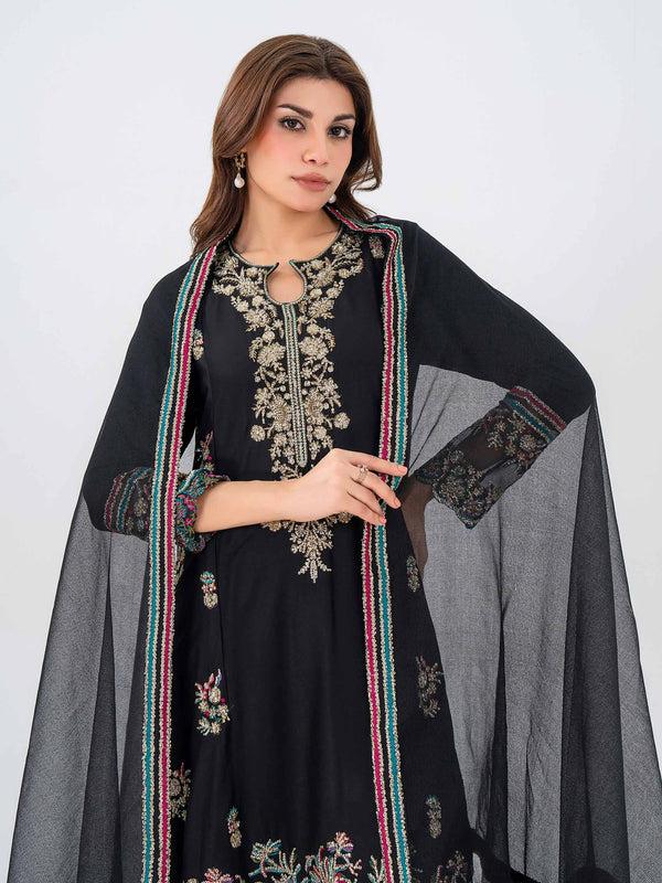 Limelight 3 Piece Crepe Suit-Embroidered (Pret)