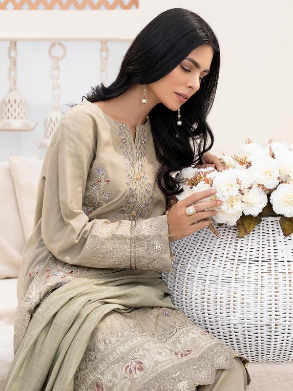 Limelight 3 Piece Embroidered Khaddar Suit