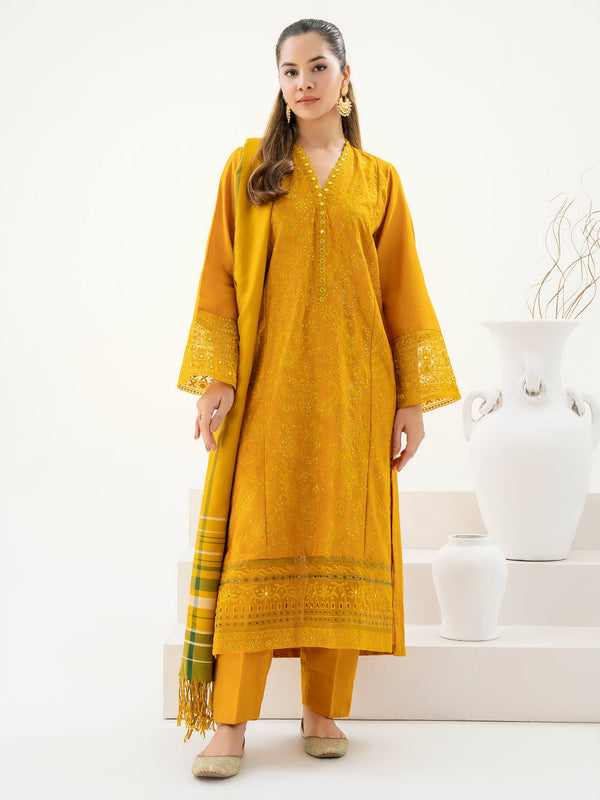 Limelight 3 Piece Khaddar Suit-Embroidered (Pret)