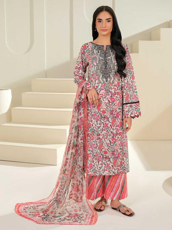 Limelight 3 Piece Lawn Suit-Printed (Unstitched) Red