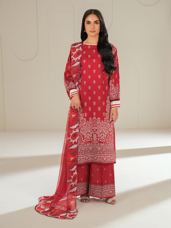 Limelight 3 Piece Lawn Suit-Printed (Unstitched) Red