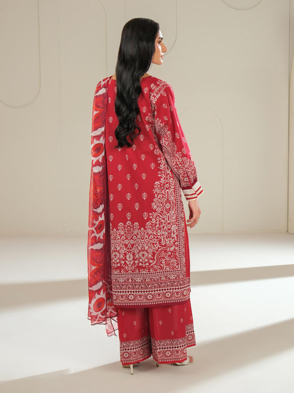 Limelight 3 Piece Lawn Suit-Printed (Unstitched) Red