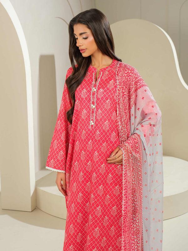Limelight 3 Piece Lawn Suit-Printed (Unstitched) Red