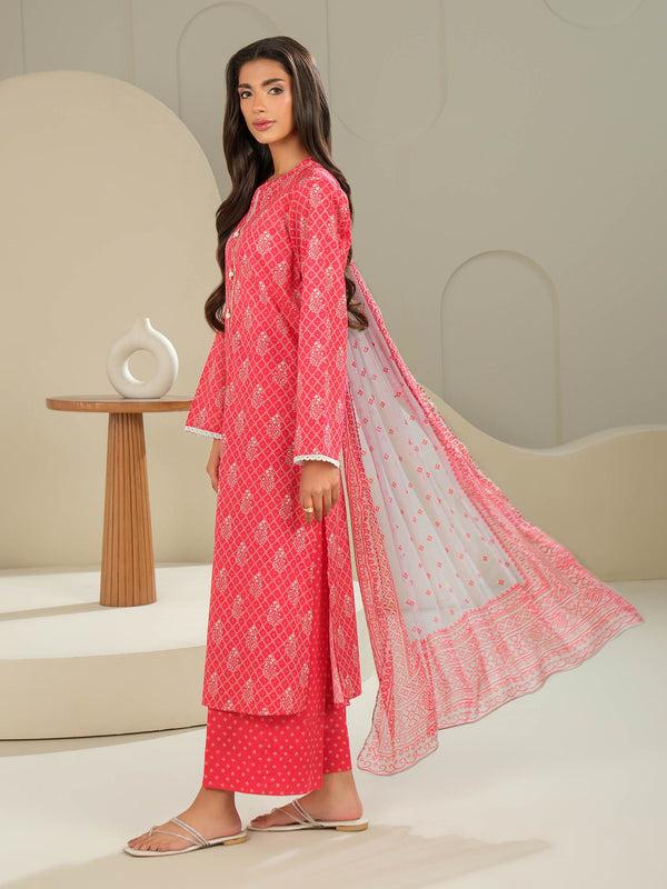 limelight 3 Piece Lawn Suit-Printed (Unstitched) Red
