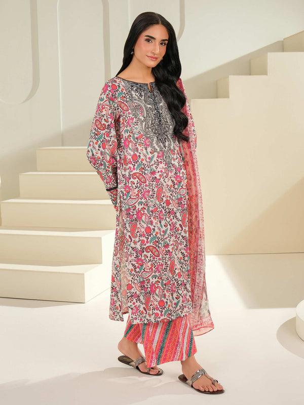 limelight 3 Piece Lawn Suit-Printed (Unstitched) Red