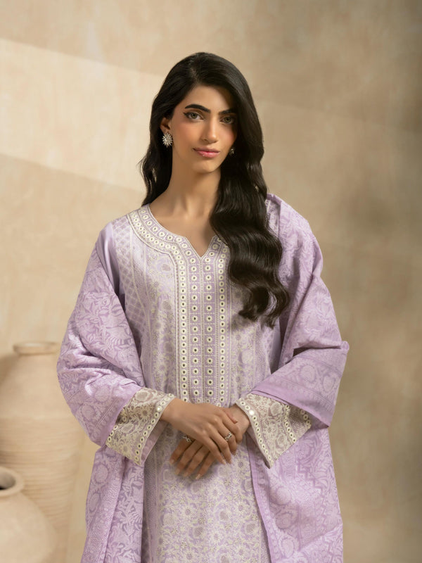 Limelight 3 Piece Satin Suit-Embroidered (Pret)