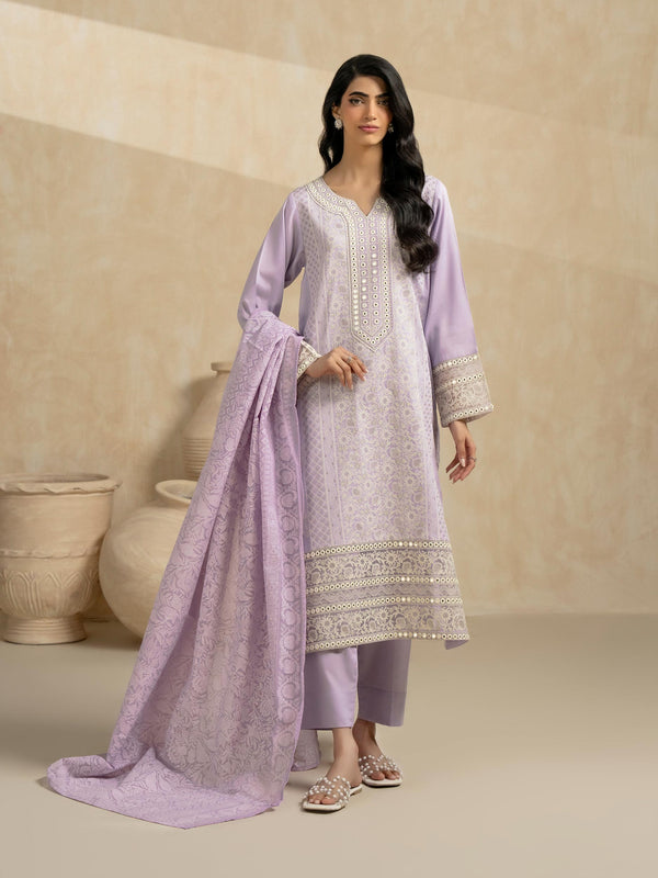 Limelight 3 Piece Satin Suit-Embroidered (Pret)