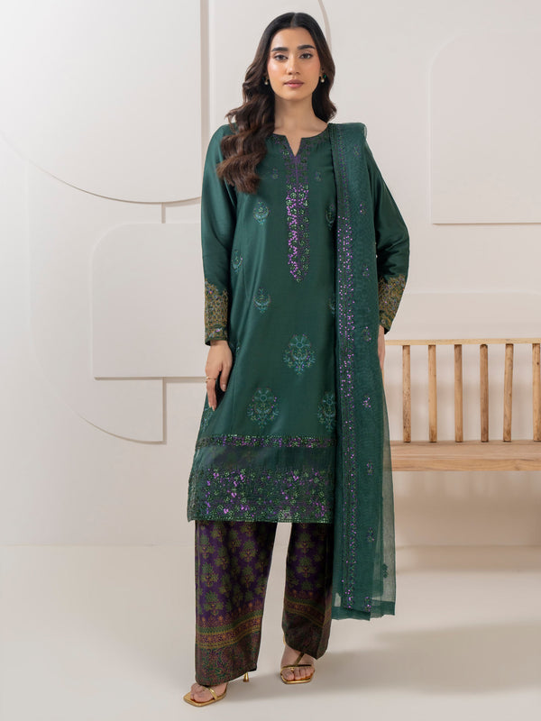 Limelight 3 Piece Satin Suit-Embroidered (Pret)