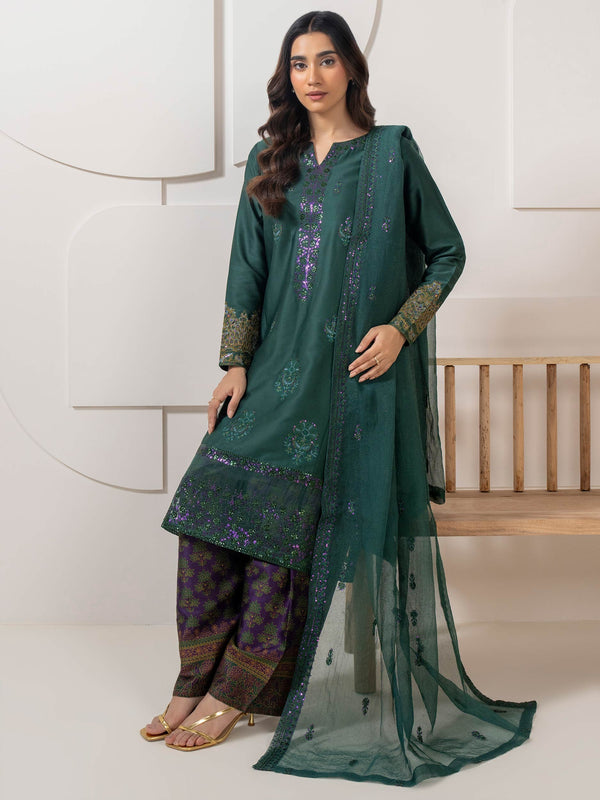 limelight 3 Piece Satin Suit-Embroidered (Pret)