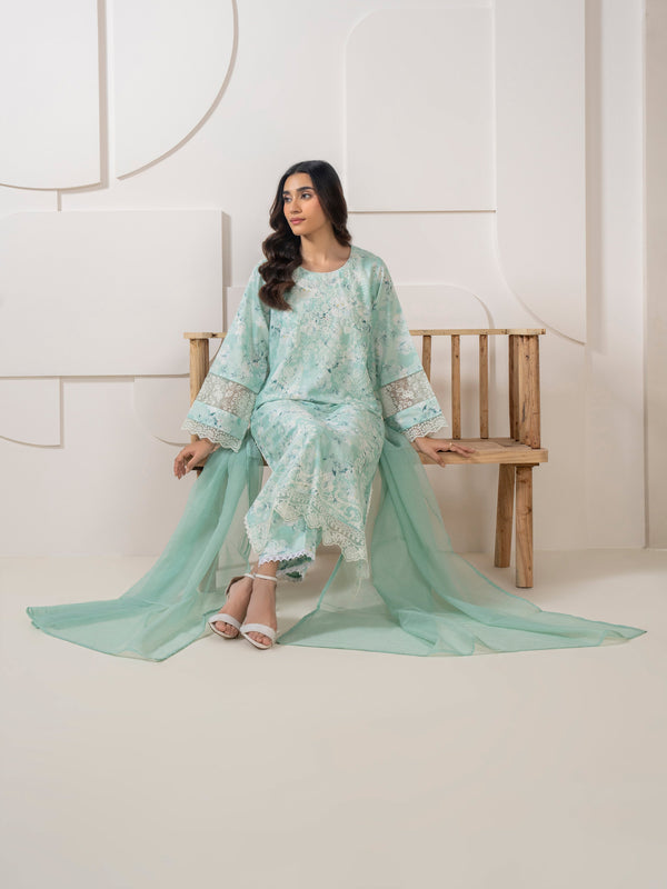 Limelight 3 Piece Satin Suit-Embroidered (Pret)