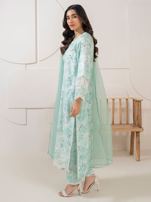 Limelight 3 Piece Satin Suit-Embroidered (Pret)