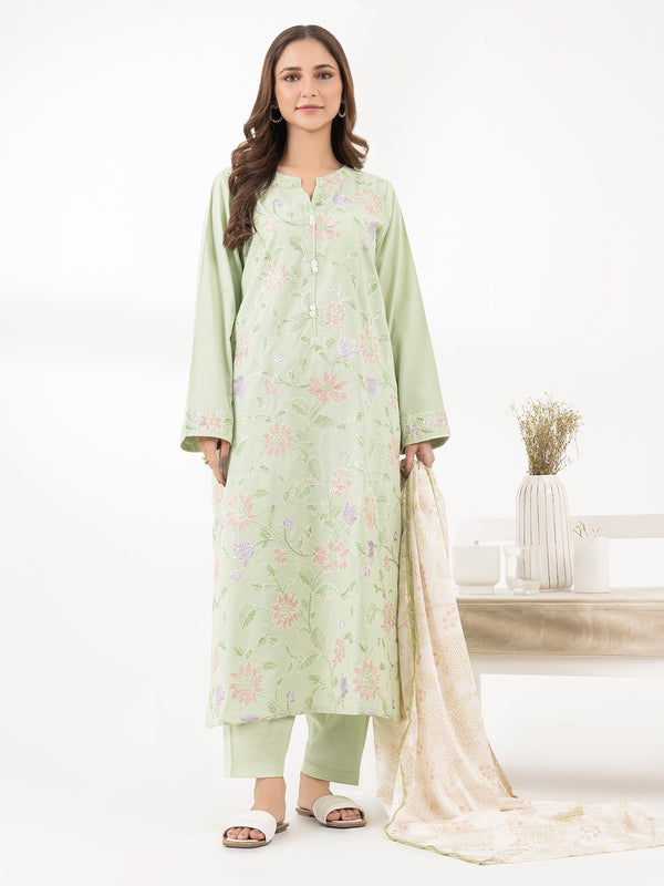 Limelight 3 Piece Satin Suit-Embroidered (Pret)