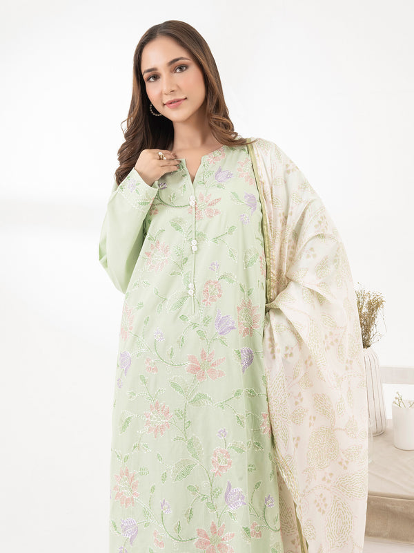 Limelight 3 Piece Satin Suit-Embroidered (Pret)