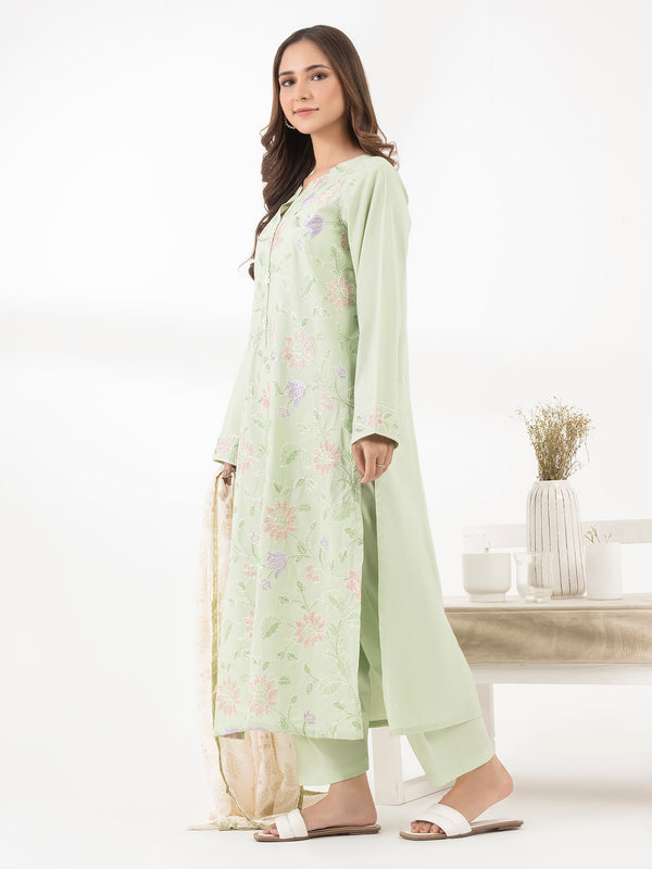 Limelight 3 Piece Satin Suit-Embroidered (Pret)