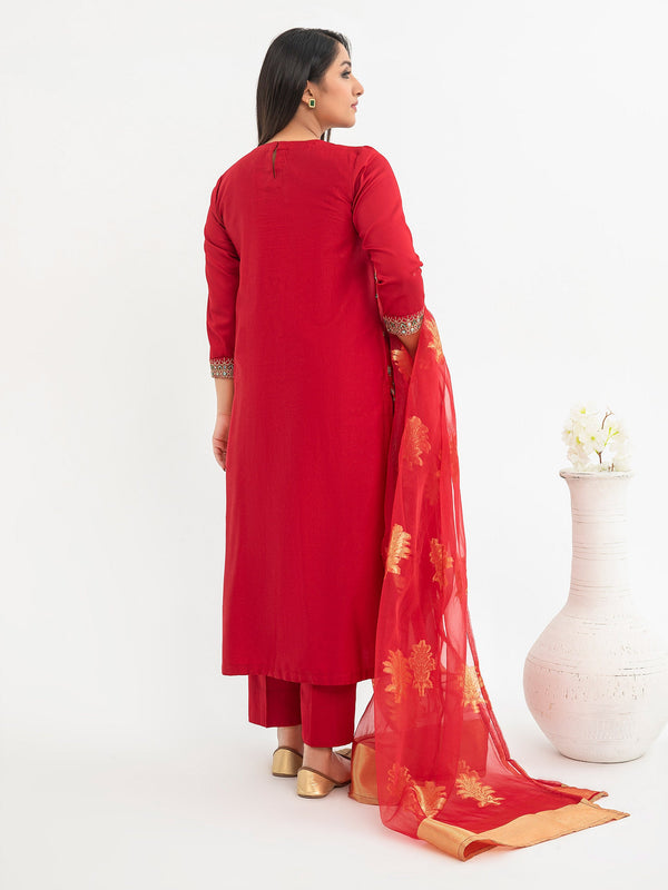 Limelight 3 Piece Satin Suit-Embroidered(Pret)