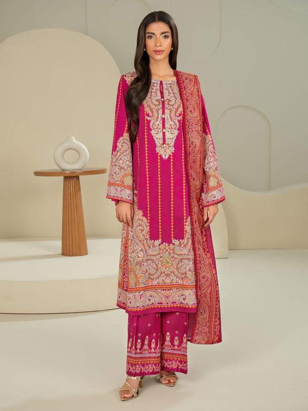 Limelight 3 Piece Satin Suit-Printed (Unstitched)