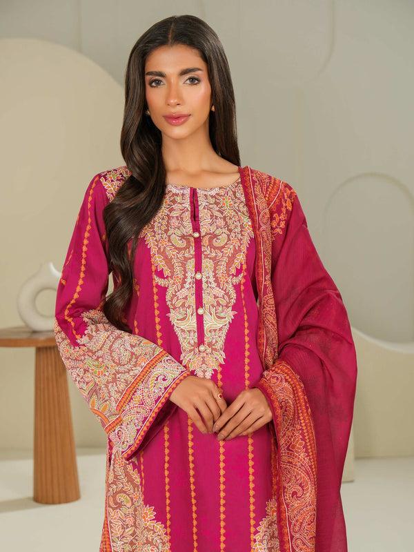 Limelight 3 Piece Satin Suit-Printed (Unstitched)