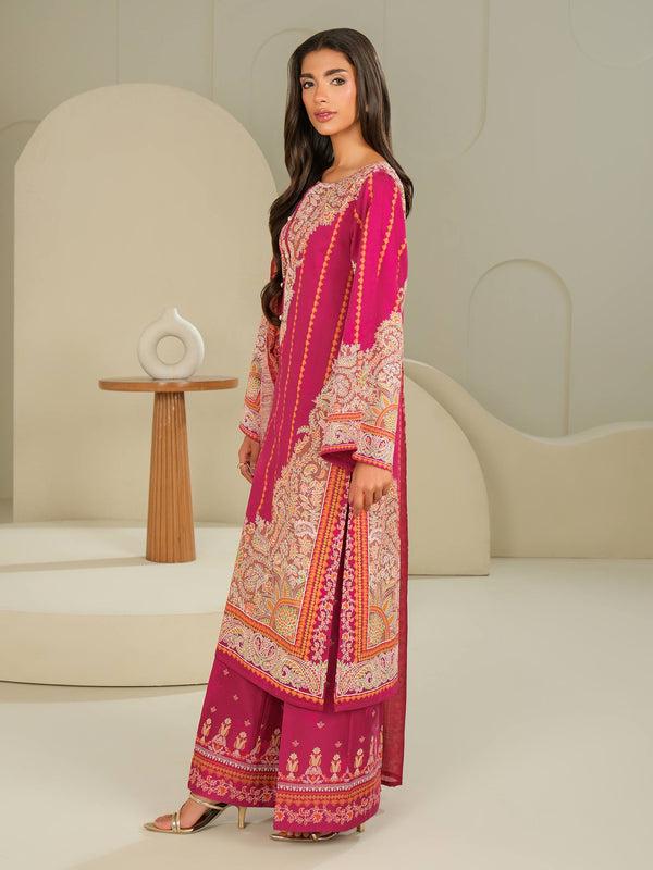 Limelight 3 Piece Satin Suit-Printed (Unstitched)