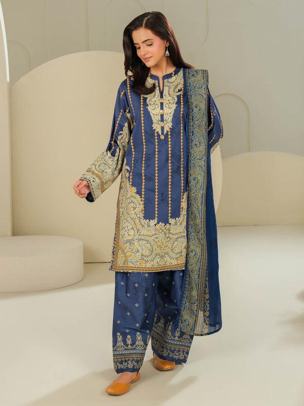 limelight 3 Piece Satin Suit-Printed (Unstitched)