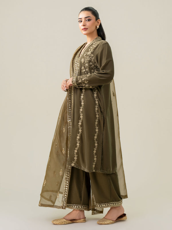 Limelight 3 Piece Velvet Suit-Embroidered (Pret)