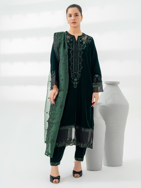 Limelight 3 Piece Velvet Suit-Embroidered (Pret)