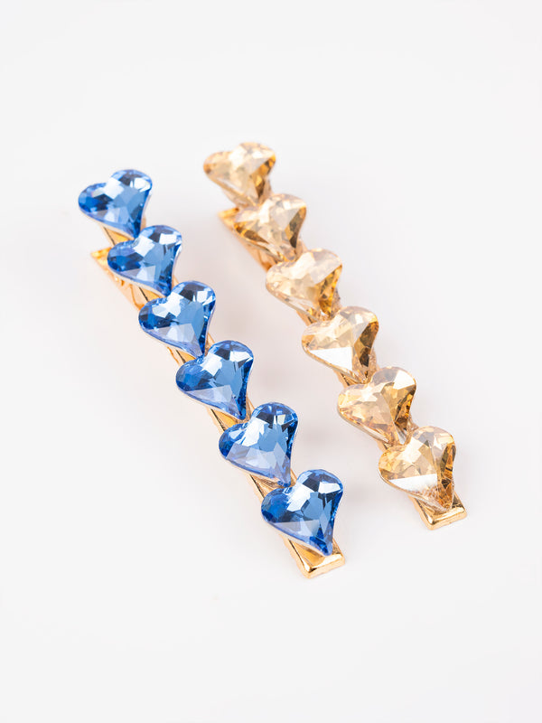Limelight Beaded Heart Hair Clips