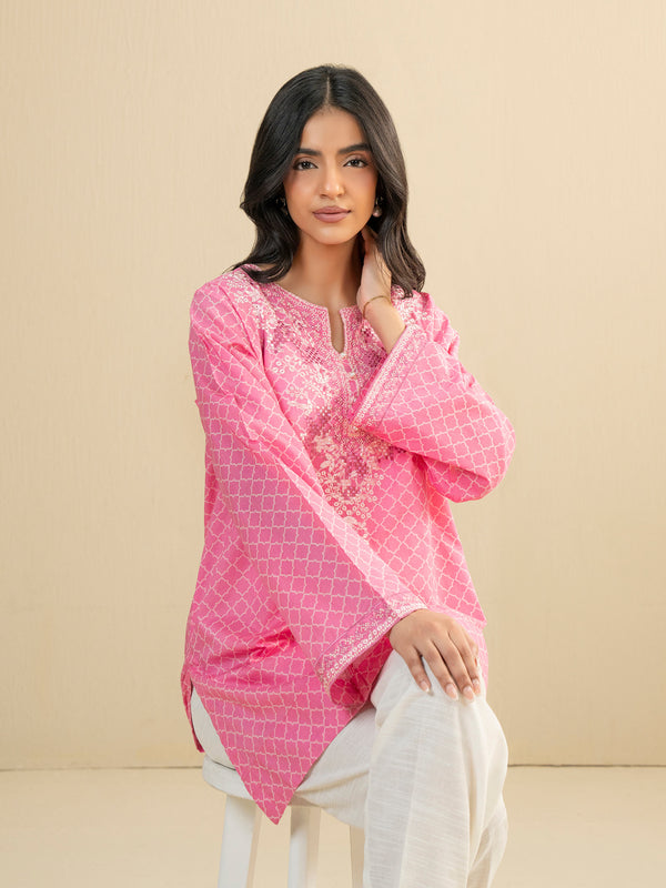 Limelight Cambric Kurti-Embroidered (Pret) Pink