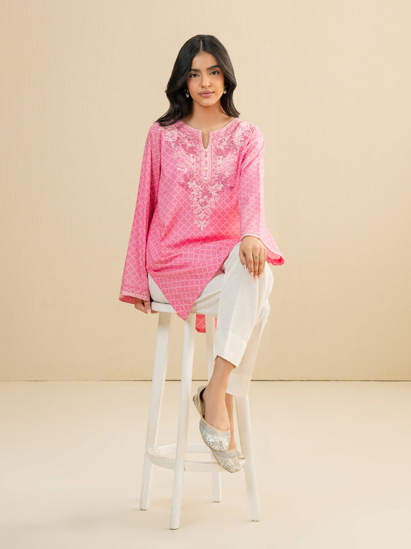 Limelight Cambric Kurti-Embroidered (Pret) Pink