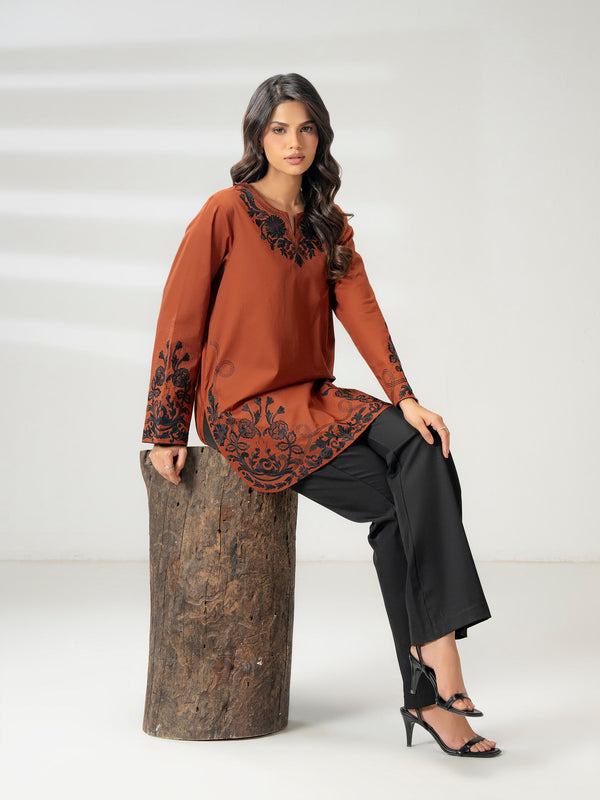 Limelight Cambric Kurti-Embroidered (Pret) Rust