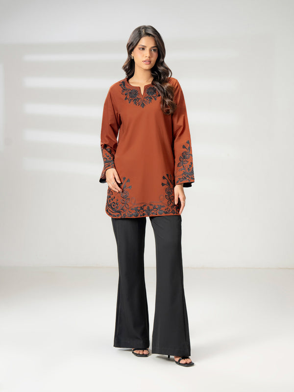 Limelight Cambric Kurti-Embroidered (Pret) Rust