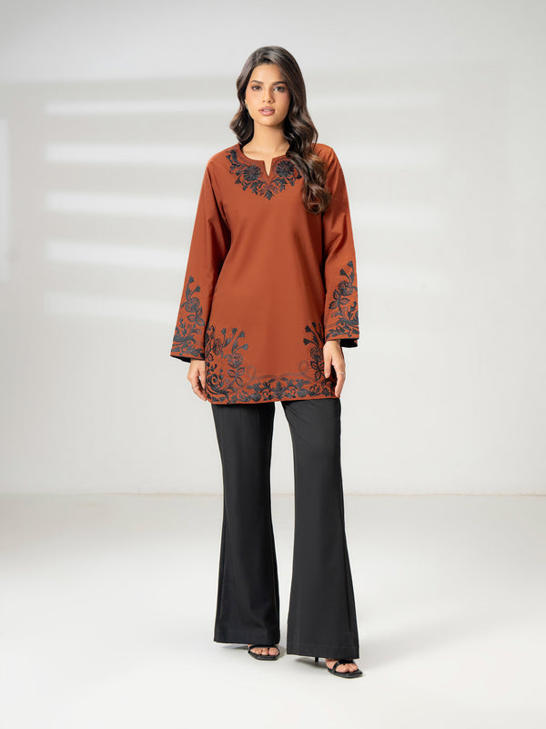 limelight Cambric Kurti-Embroidered (Pret) Rust