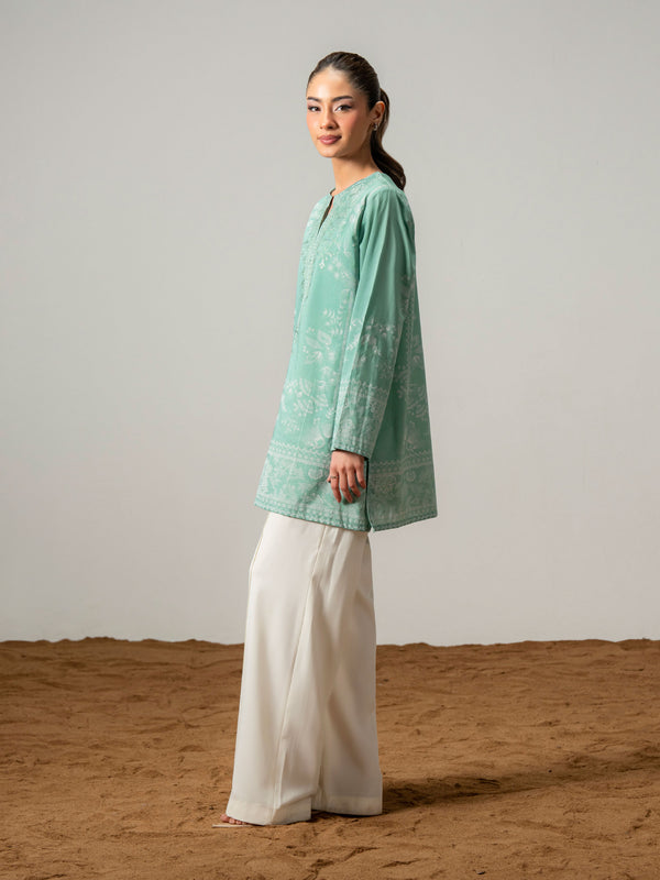 Limelight Cambric Kurti-Embroidered (Pret) Turquoise