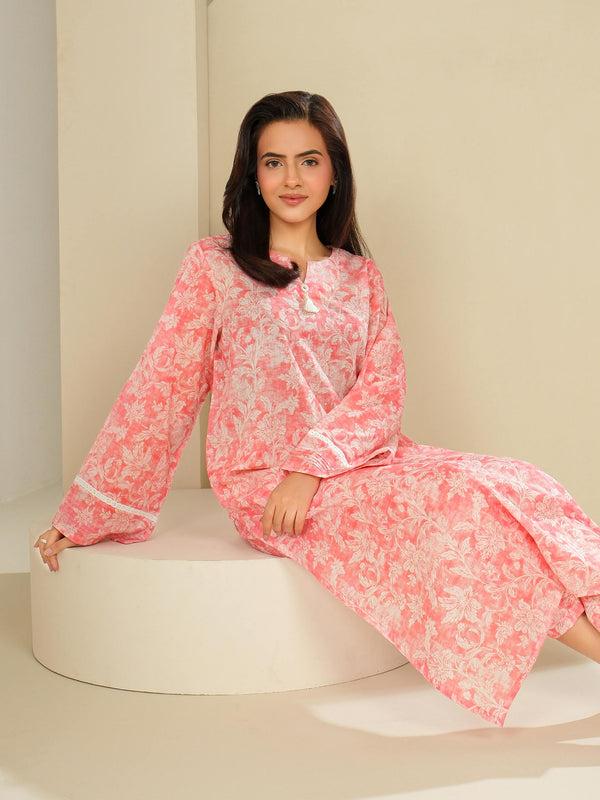 Limelight Cambric Shirt-Printed (Unstitched) Peach