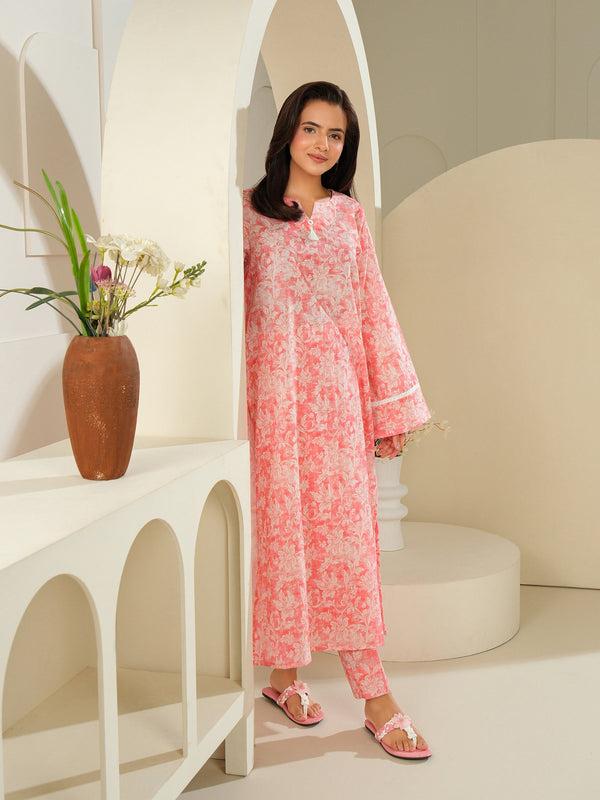 Limelight Cambric Shirt-Printed (Unstitched) Peach