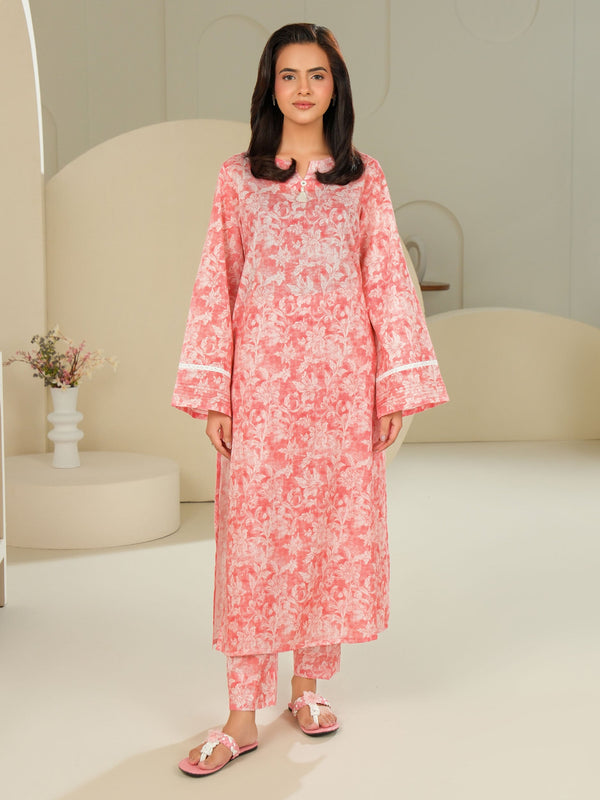 Limelight Cambric Shirt-Printed (Unstitched) Peach