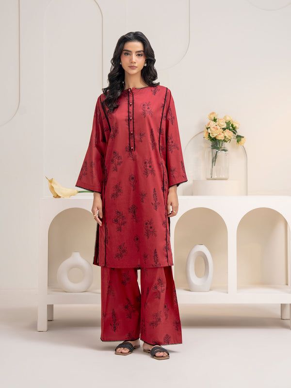 Limelight Cambric Shirt-Printed (Unstitched) Red