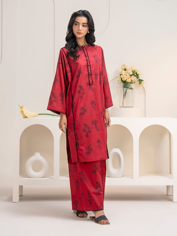 Limelight Cambric Shirt-Printed (Unstitched) Red