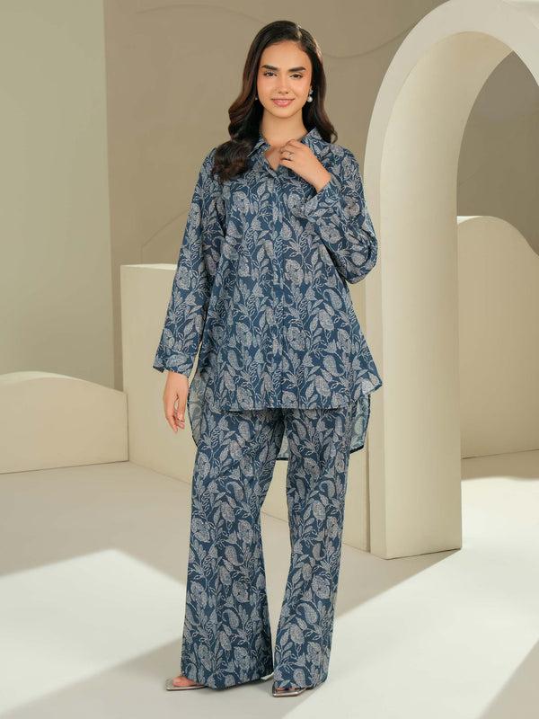 Limelight Cambric Shirt-Printed (Unstitched) Teal