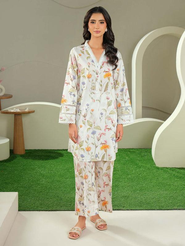 Limelight Cambric Shirt-Printed (Unstitched) White