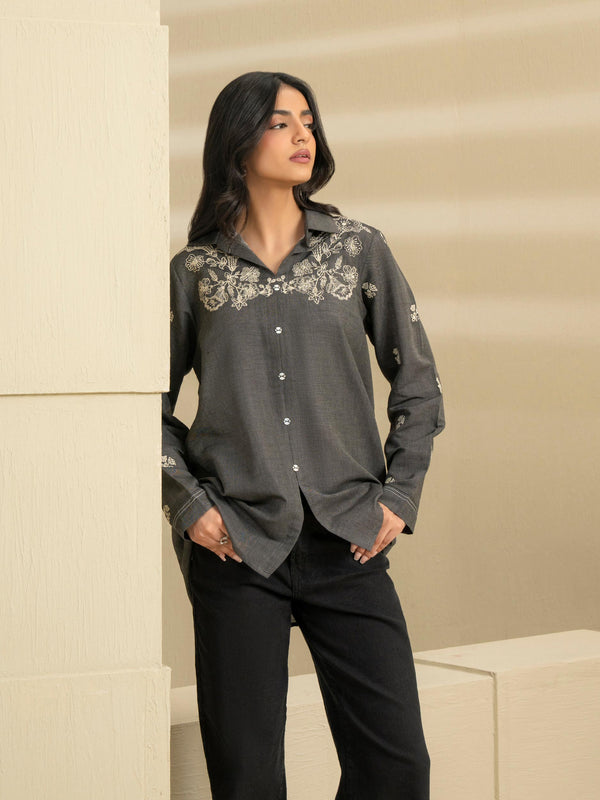 limelight Denim Kurti-Embroidered (Pret) Grey