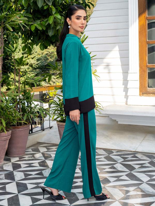 Limelight Dyed Color Block Linen Co-Ord Set