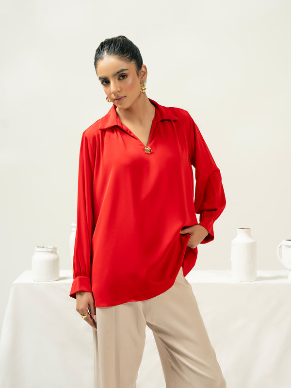 Limelight Dyed Silk Top Red