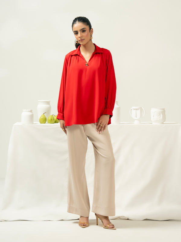 Limelight Dyed Silk Top Red