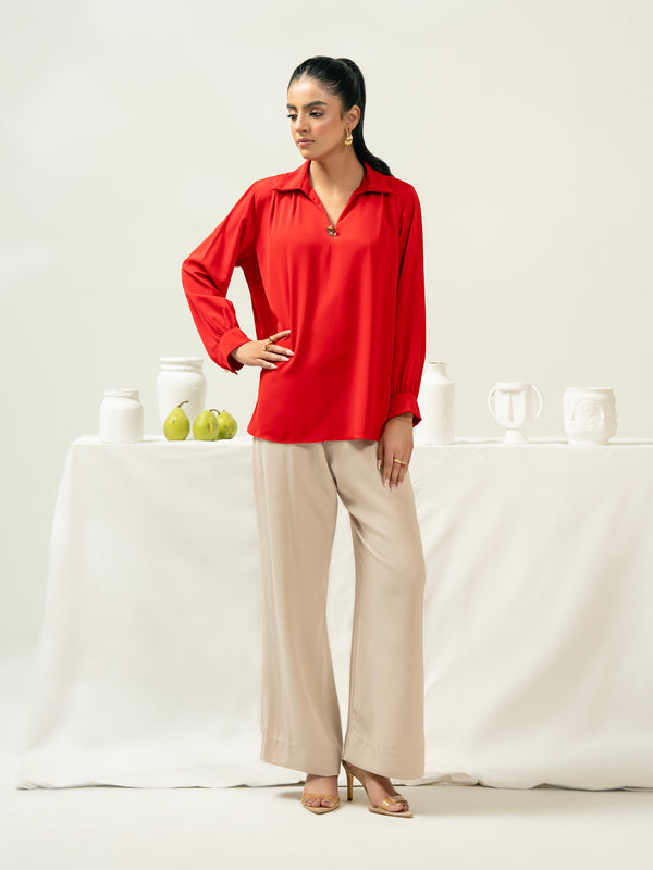 limelight Dyed Silk Top Red