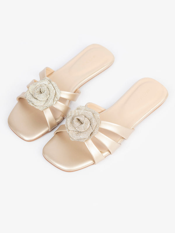 limelight Embellish Flower Flats Golden