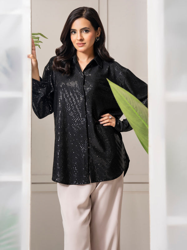 Limelight Embellished Jersey Top Black