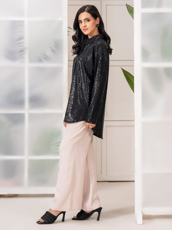 Limelight Embellished Jersey Top Black