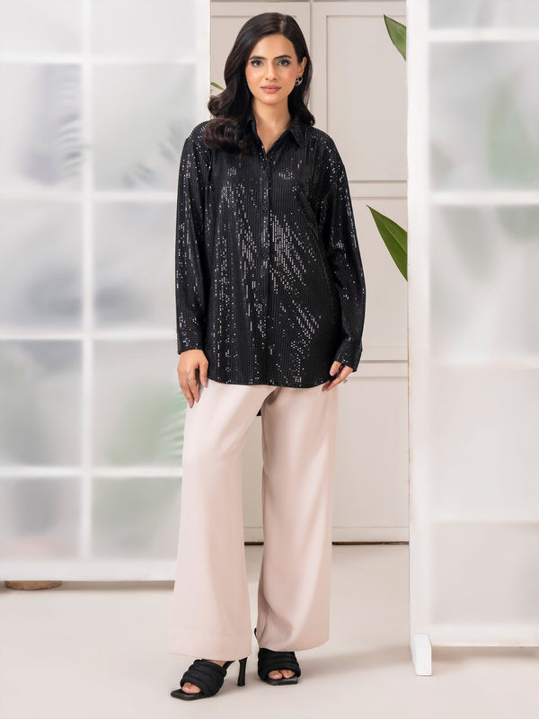 limelight Embellished Jersey Top Black