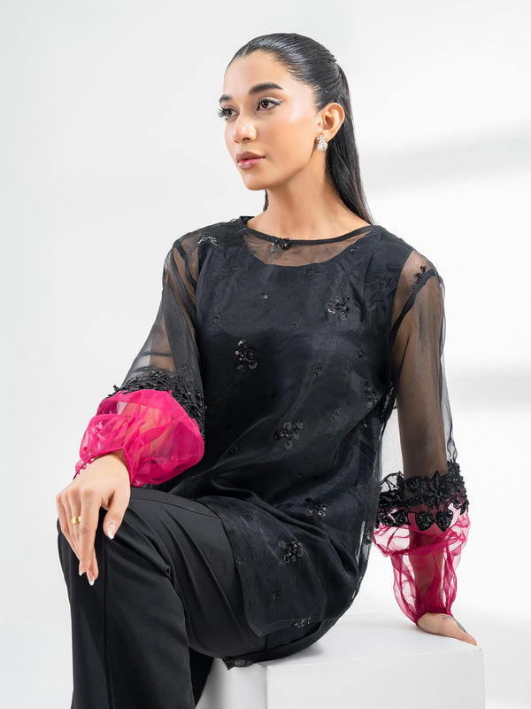 Limelight Embellished Organza Top With Slip