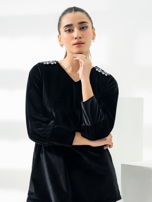 Limelight Embellished Velour Top